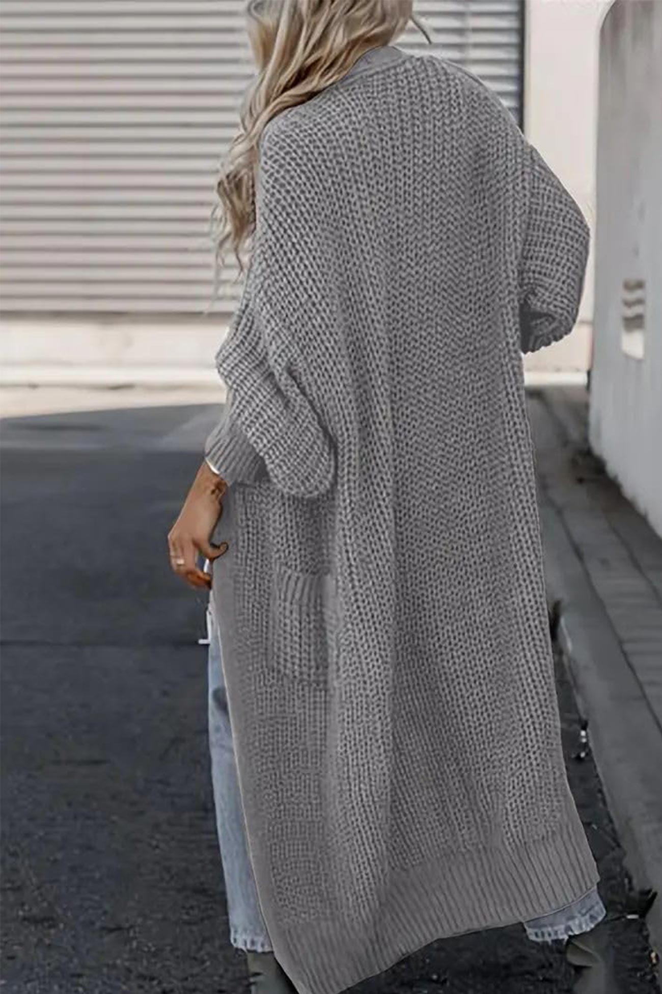 Claudia® | Lantern Sleeve Front With Pockets Long Cardigan