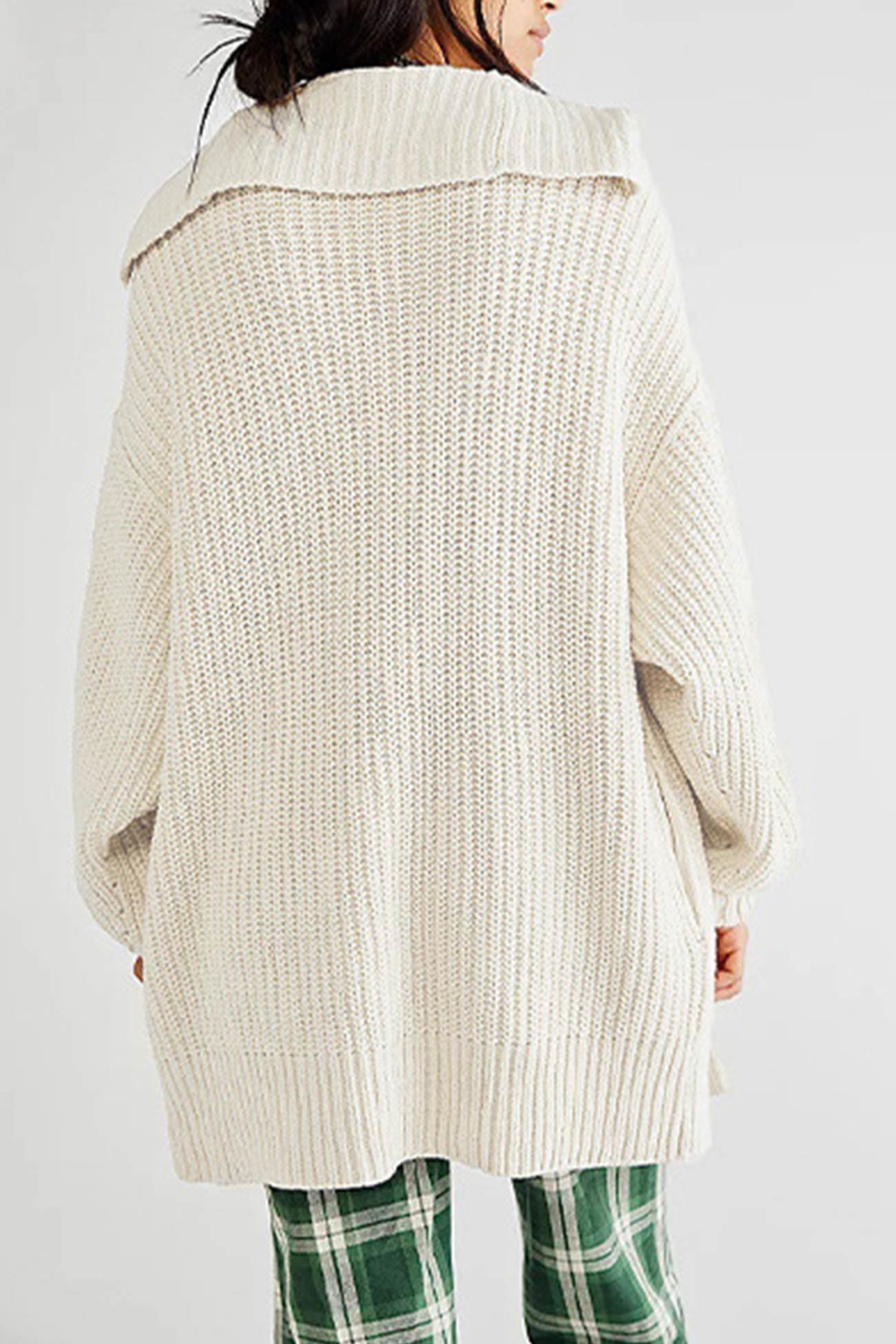 Annelies® | Mid-length cardigan with lapels and a single buckle