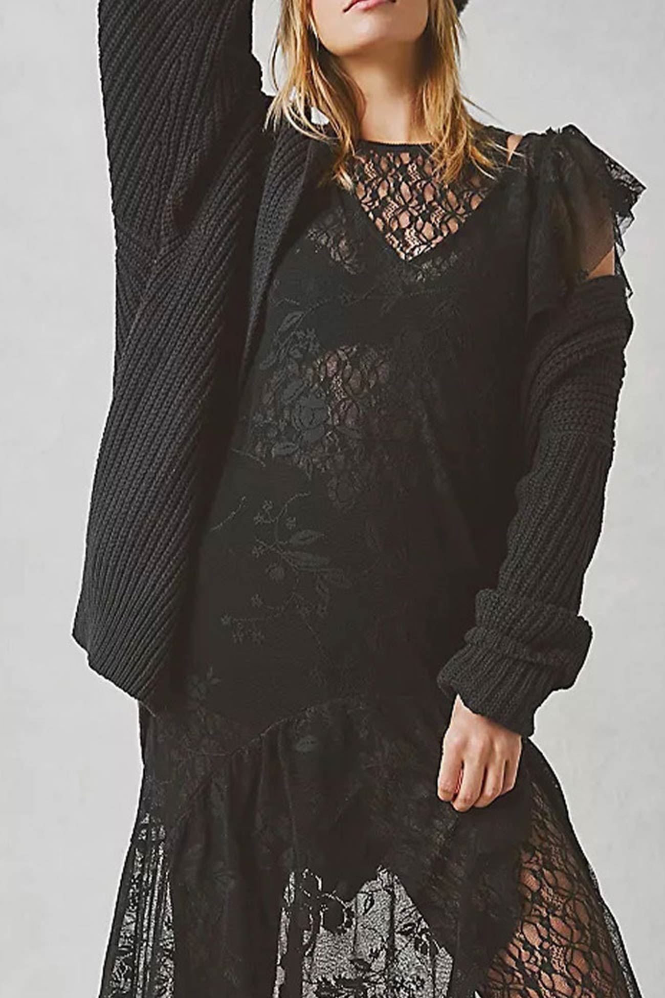 Annelies® | Mid-length cardigan with lapels and a single buckle