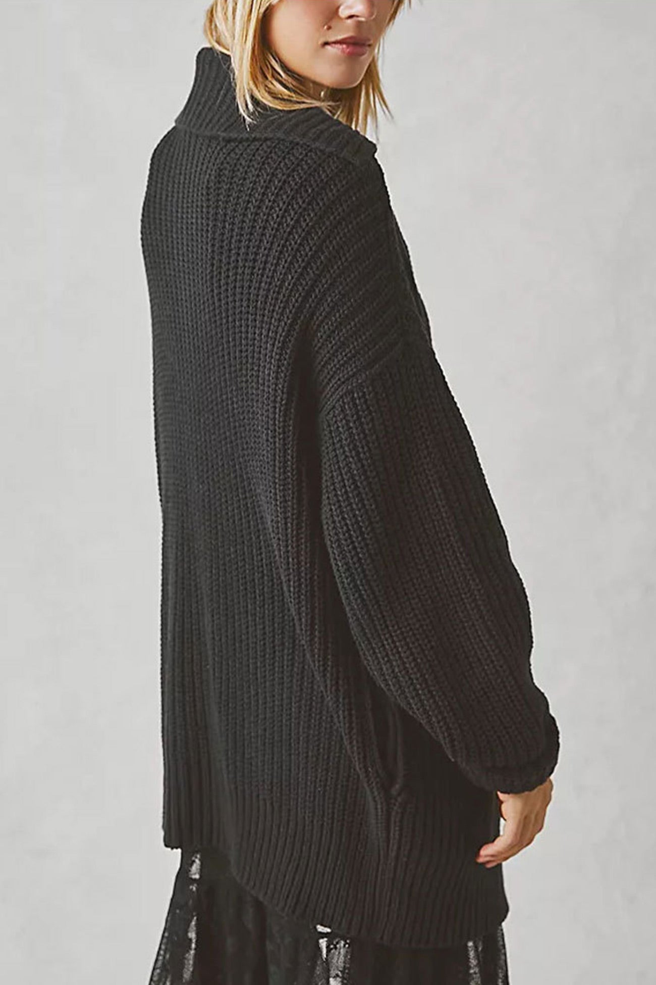 Annelies® | Mid-length cardigan with lapels and a single buckle