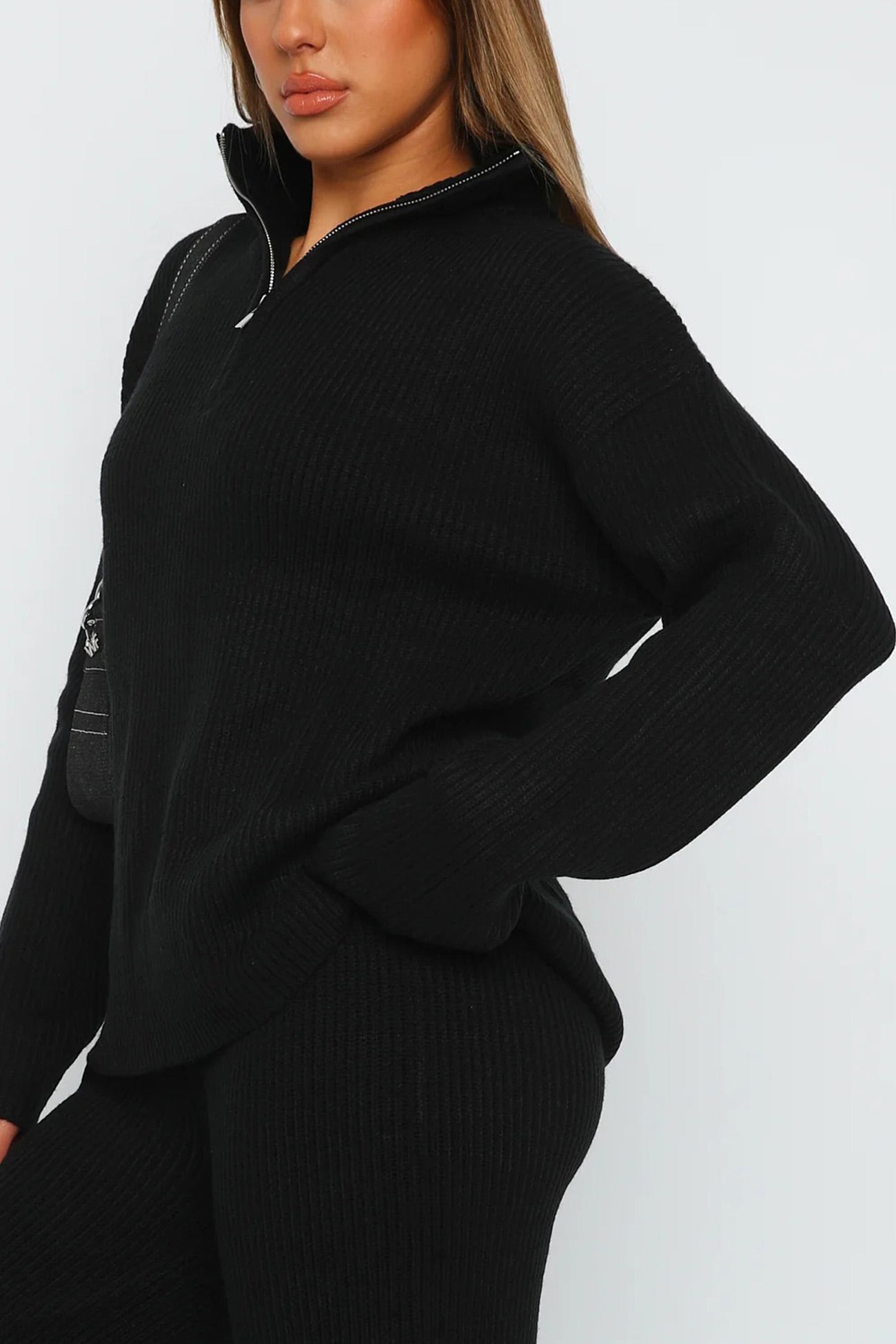 Bernadette® | Two-piece outfit in ribbed knit with lapels and zip fastening