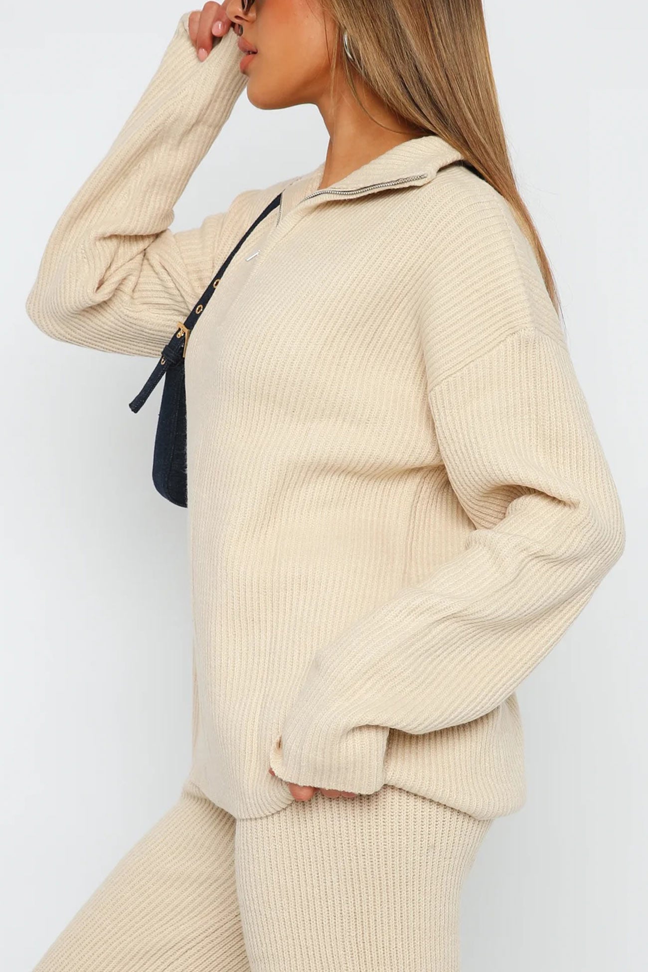 Bernadette® | Two-piece outfit in ribbed knit with lapels and zip fastening