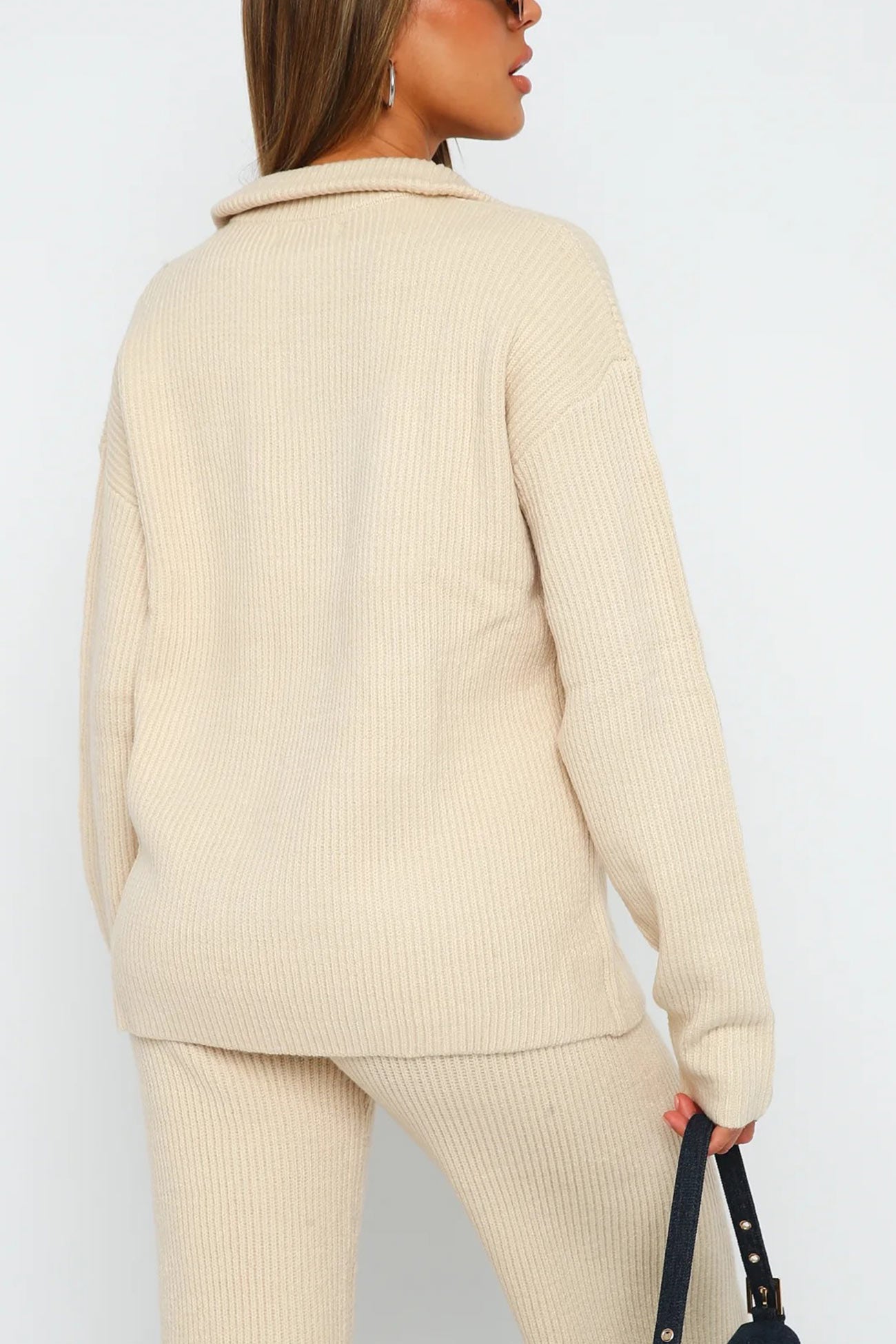 Bernadette® | Two-piece outfit in ribbed knit with lapels and zip fastening