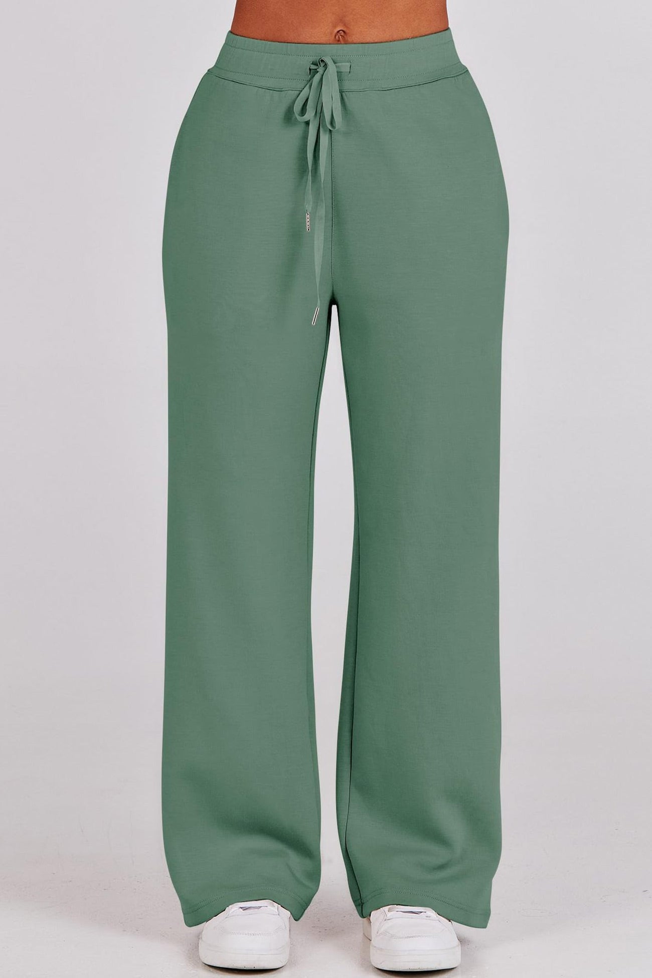 Doris® | Wide leg long pants set with lapel zip sweatshirt