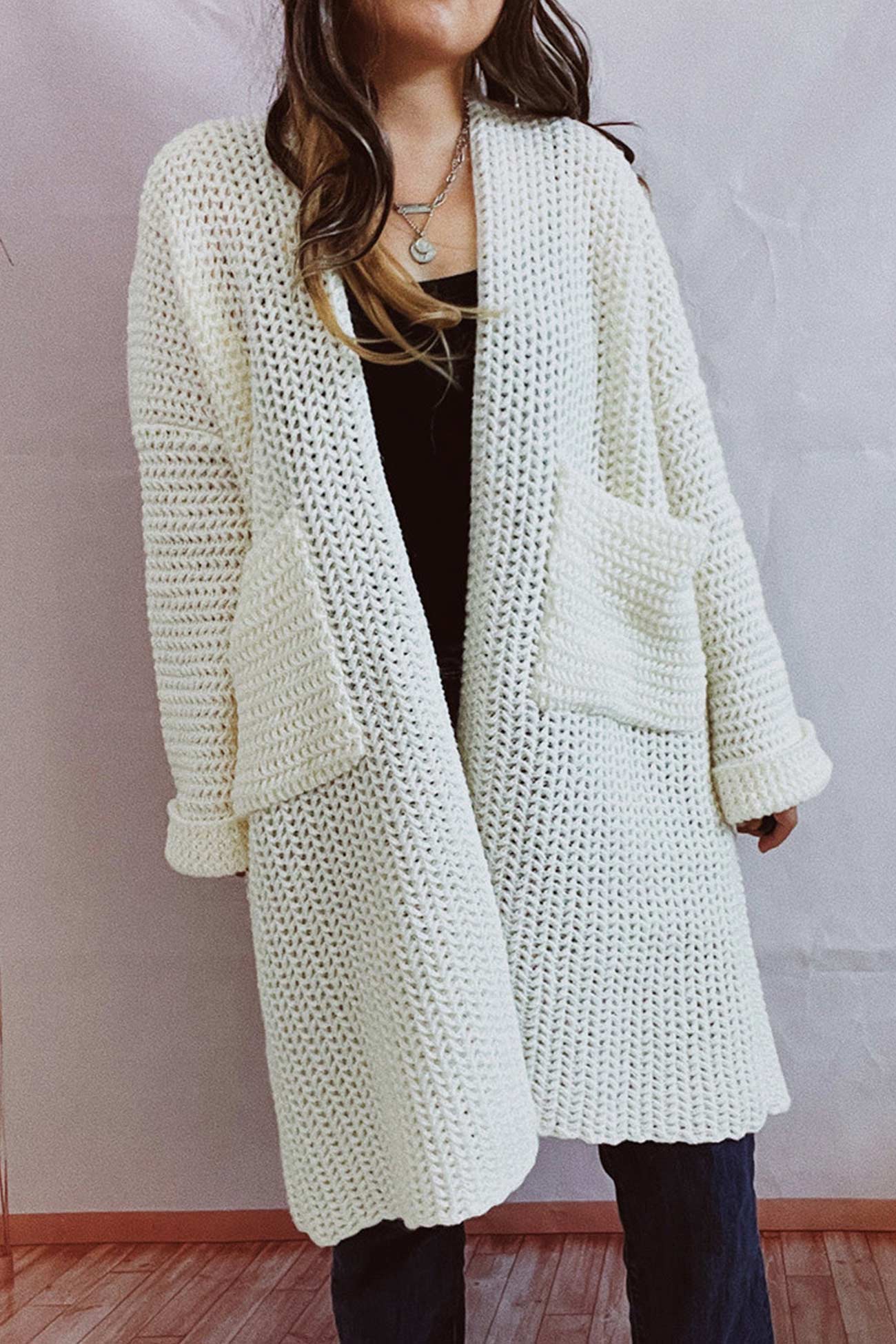 Daniela® | Large Pocket Open Front Cardigan