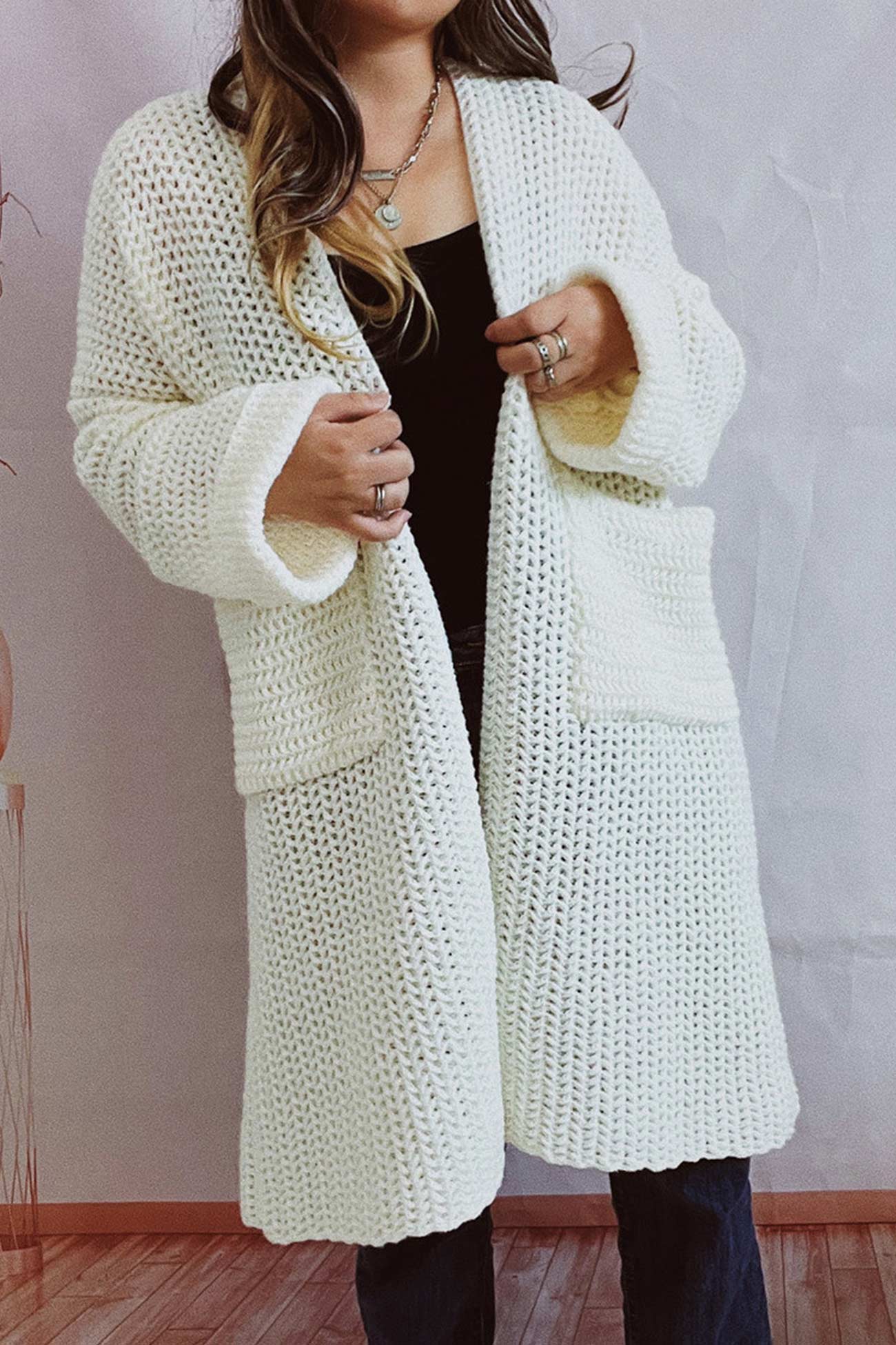 Daniela® | Large Pocket Open Front Cardigan