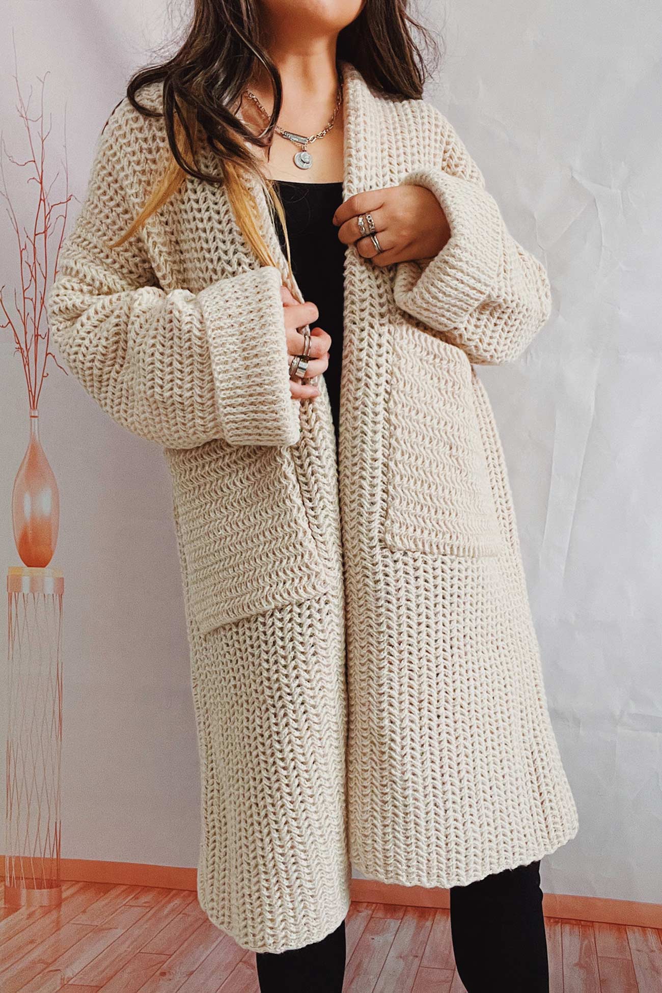 Daniela® | Large Pocket Open Front Cardigan