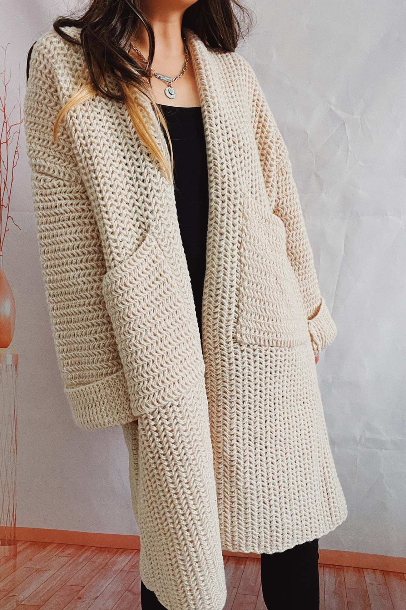 Daniela® | Large Pocket Open Front Cardigan