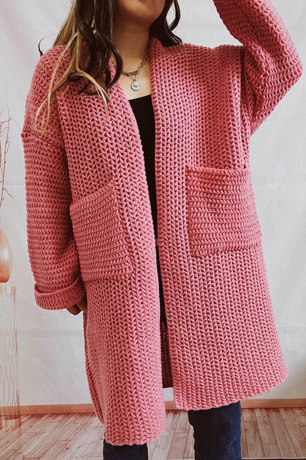 Daniela® | Large Pocket Open Front Cardigan