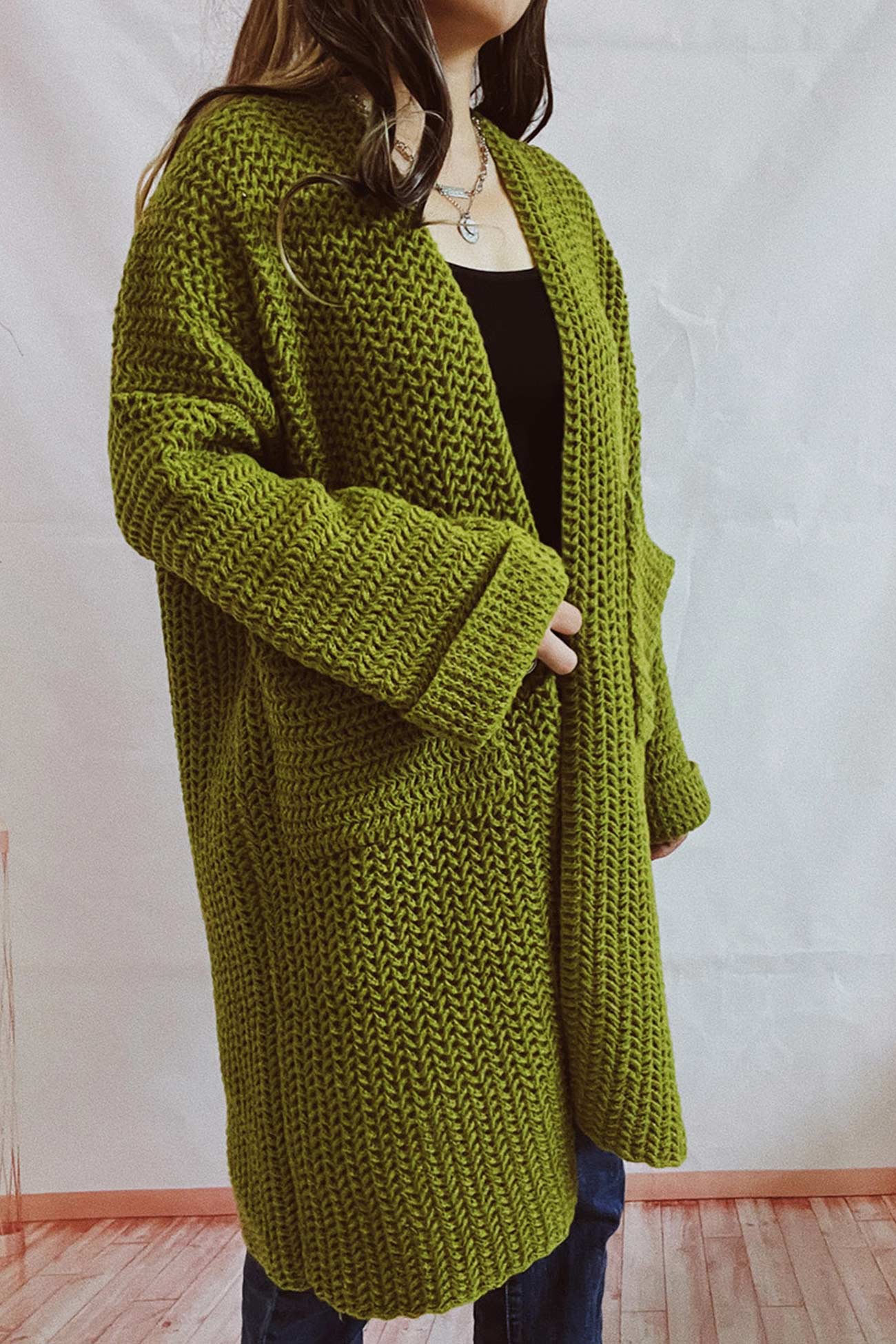 Daniela® | Large Pocket Open Front Cardigan