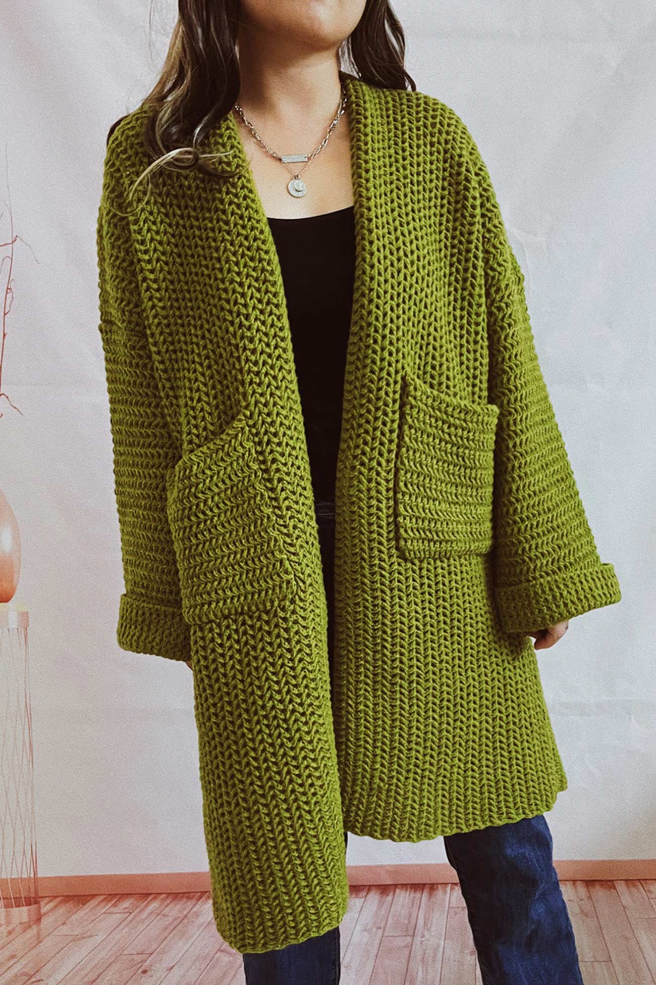 Daniela® | Large Pocket Open Front Cardigan