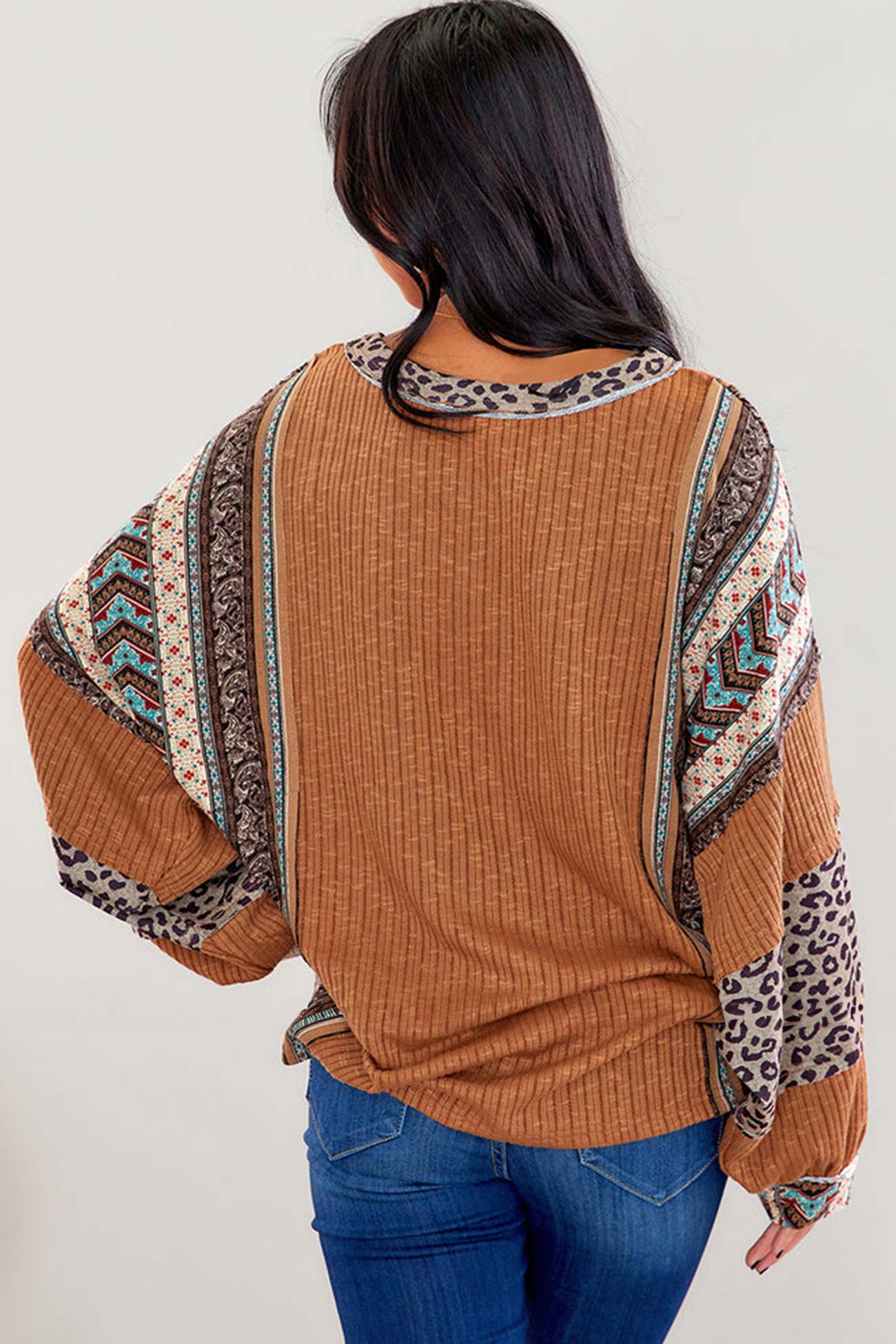 Edna® | Striped sweater with leopard contrast