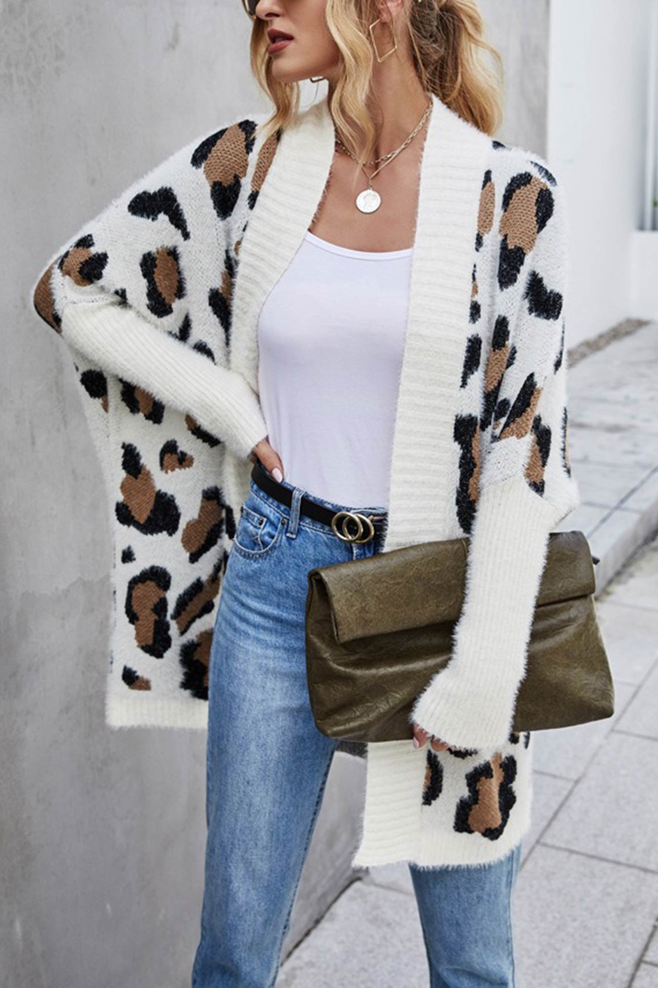 Elizabeth® | Open front leopard print cardigan