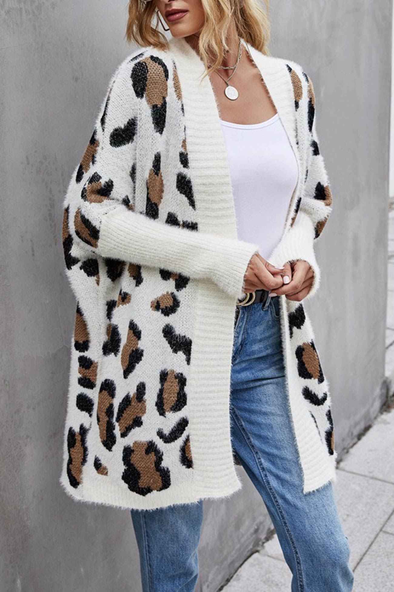 Elizabeth® | Open front leopard print cardigan