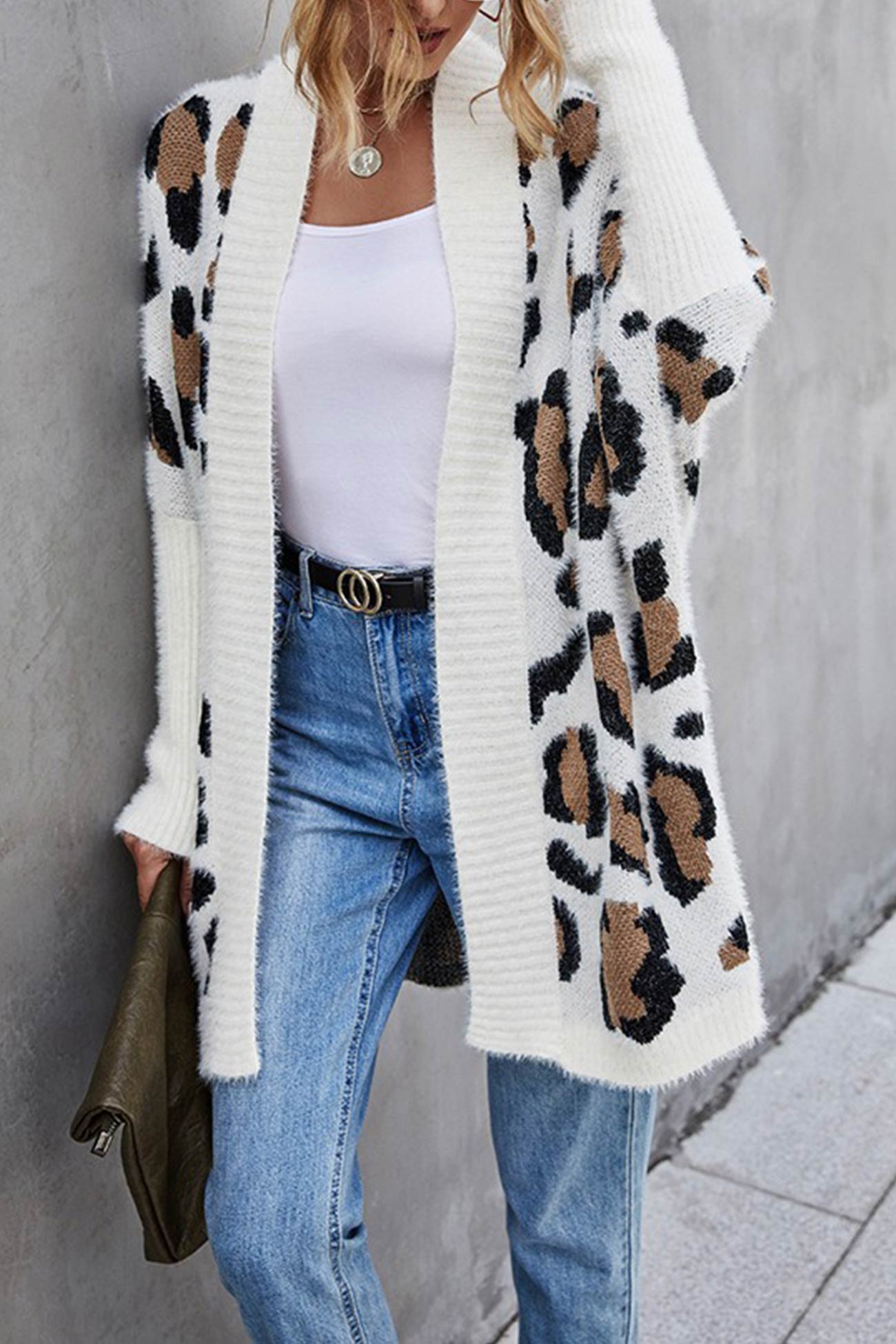 Elizabeth® | Open front leopard print cardigan