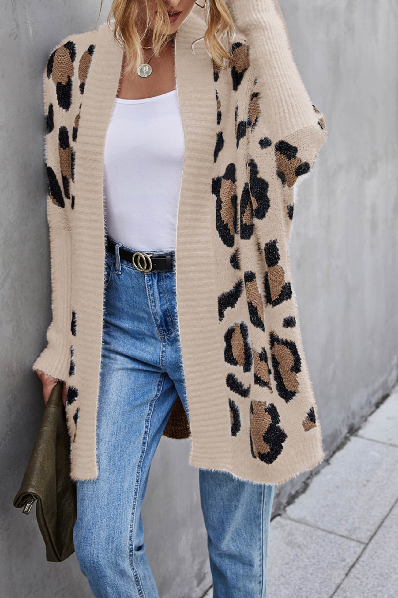 Elizabeth® | Open front leopard print cardigan