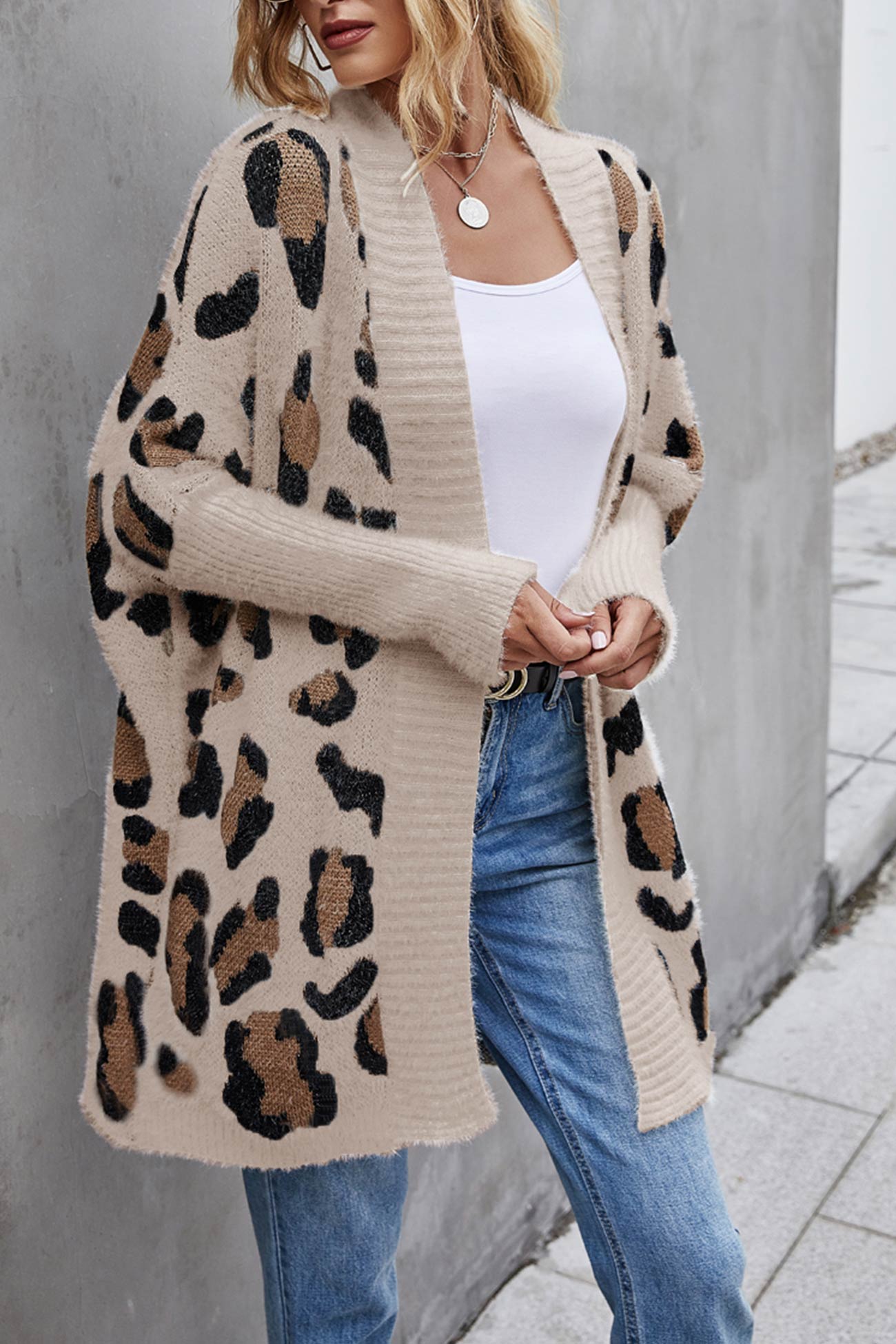 Elizabeth® | Open front leopard print cardigan