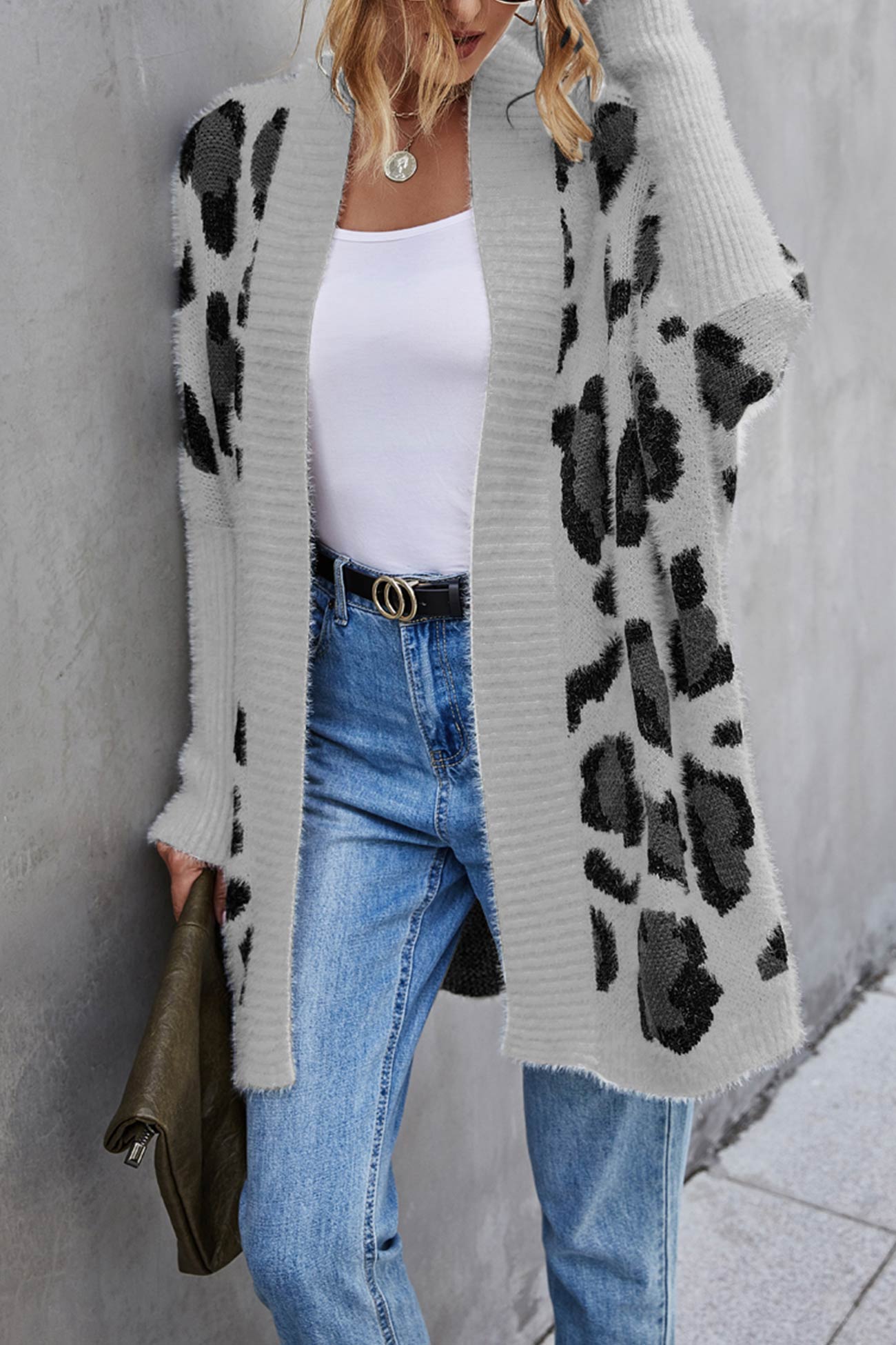 Elizabeth® | Open front leopard print cardigan