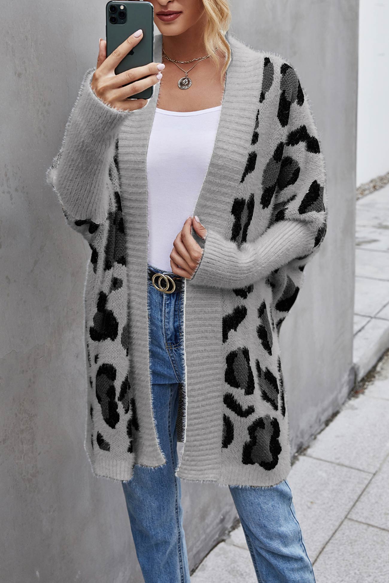 Elizabeth® | Open front leopard print cardigan