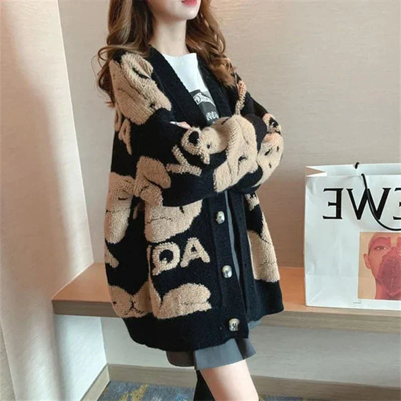 Ariana® | Chunky knit cardigan with unusual patterns