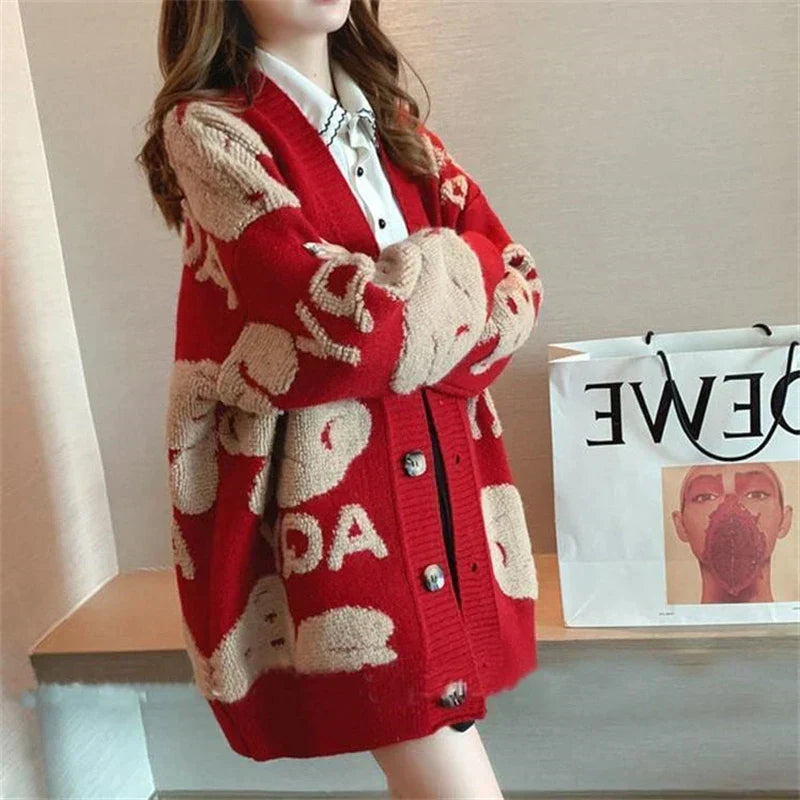 Ariana® | Chunky knit cardigan with unusual patterns