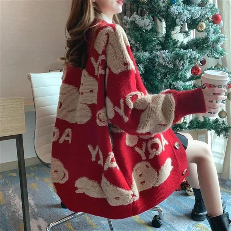 Ariana® | Chunky knit cardigan with unusual patterns