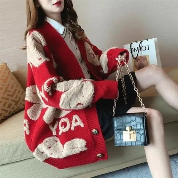 Ariana® | Chunky knit cardigan with unusual patterns