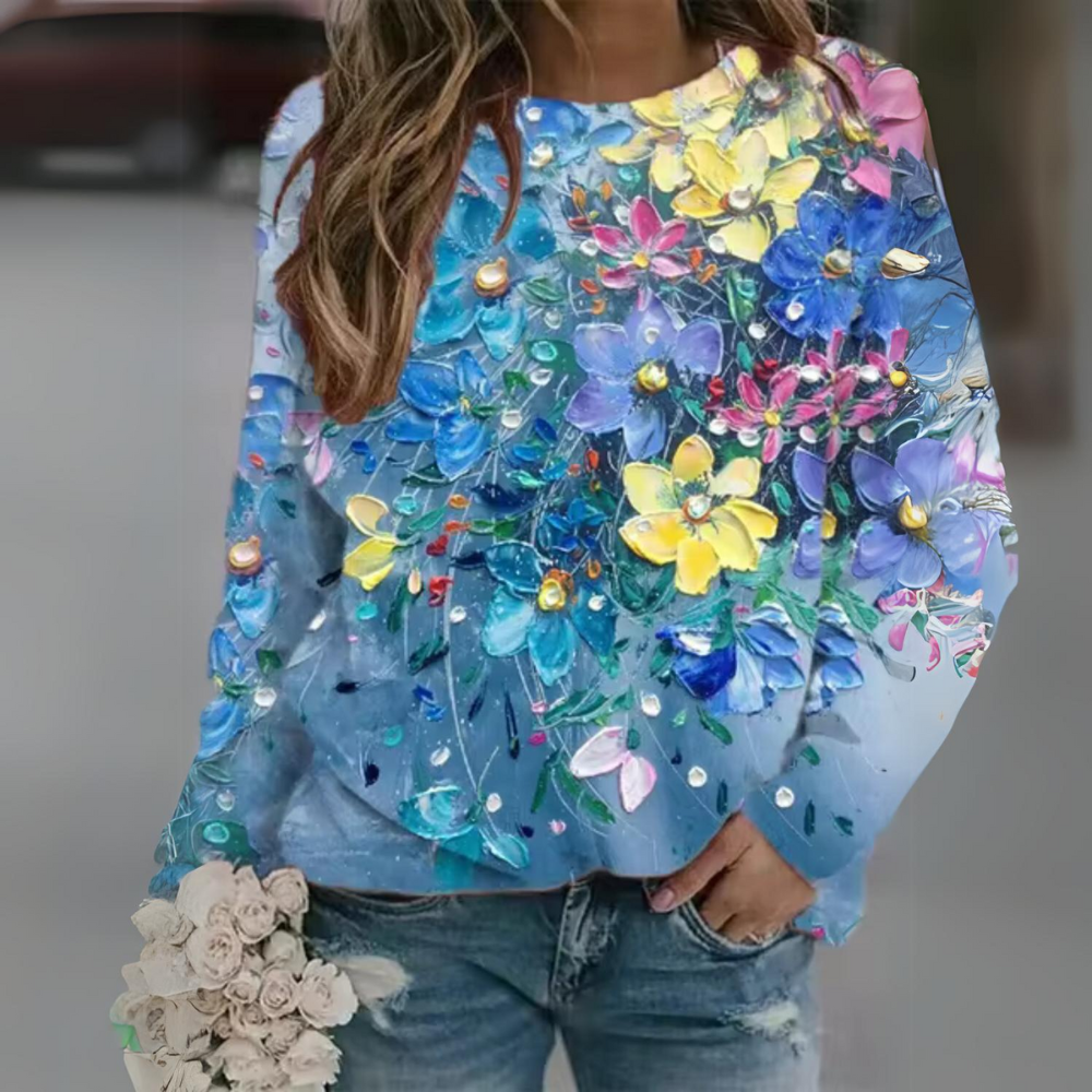 Bieke® | Casual, floral long-sleeved shirt