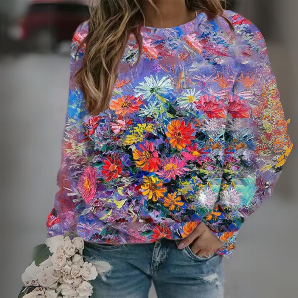 Bieke® | Casual, floral long-sleeved shirt