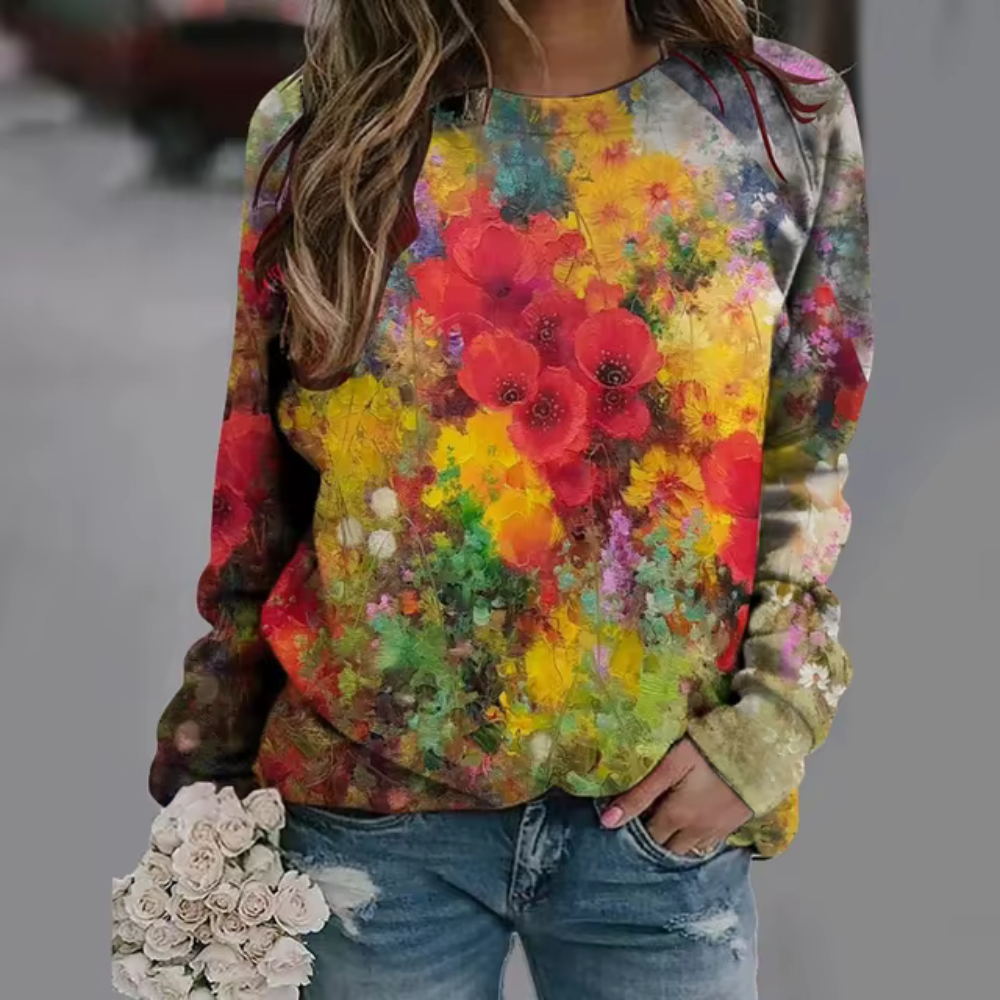 Bieke® | Casual, floral long-sleeved shirt
