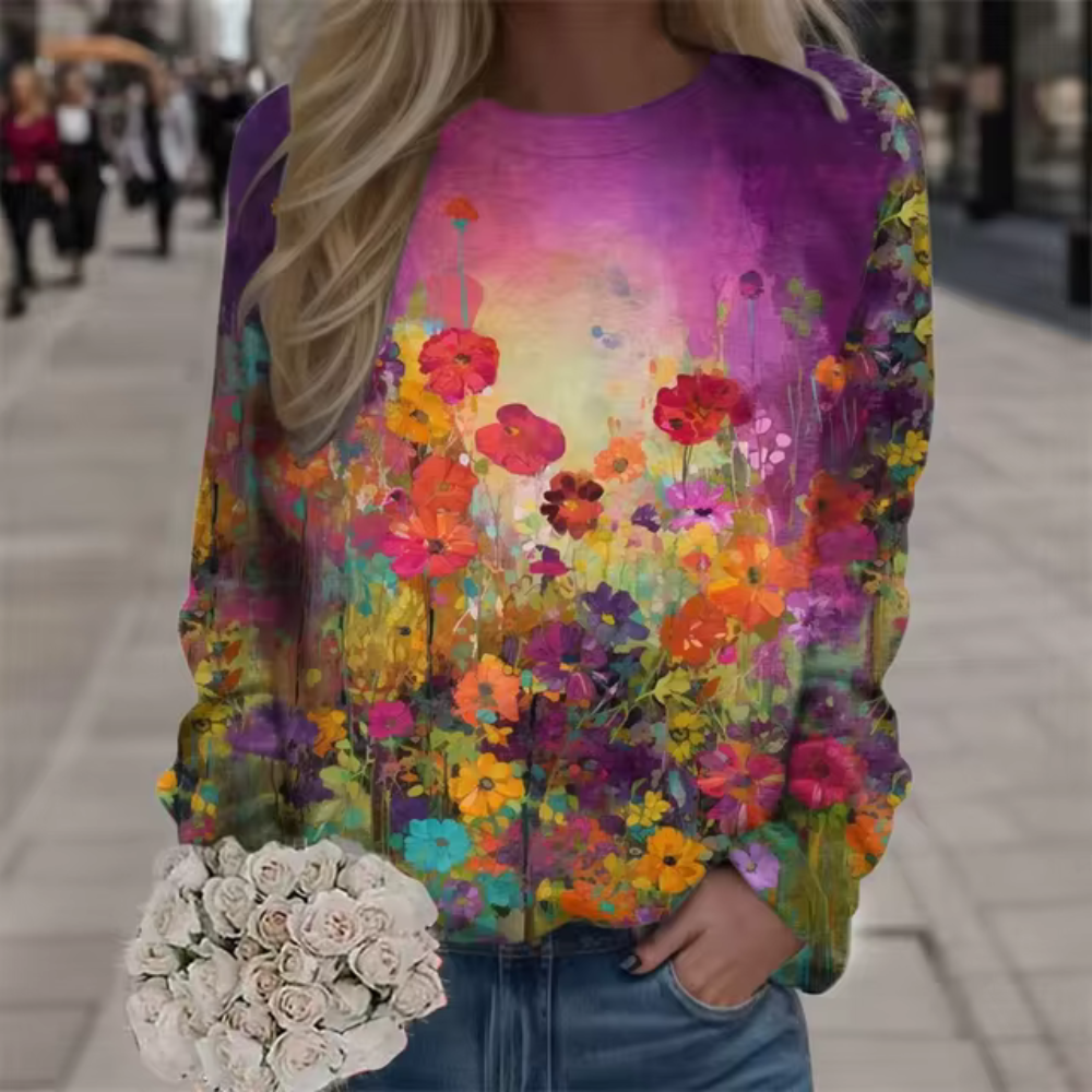 Bieke® | Casual, floral long-sleeved shirt