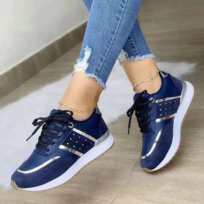 Nicolette | Women's Lace-Up Metallic Accent Sneakers