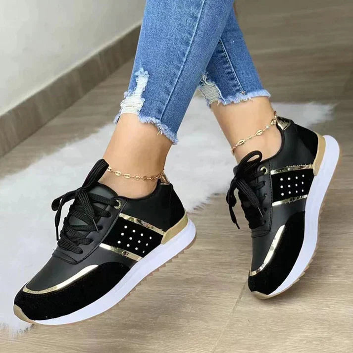 Nicolette | Women's Lace-Up Metallic Accent Sneakers