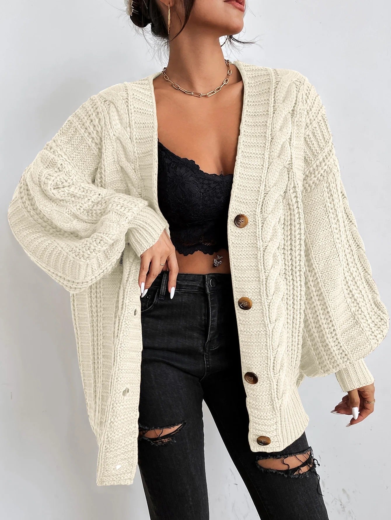 Jean | Women's Oversized Cable Knit Cardigan