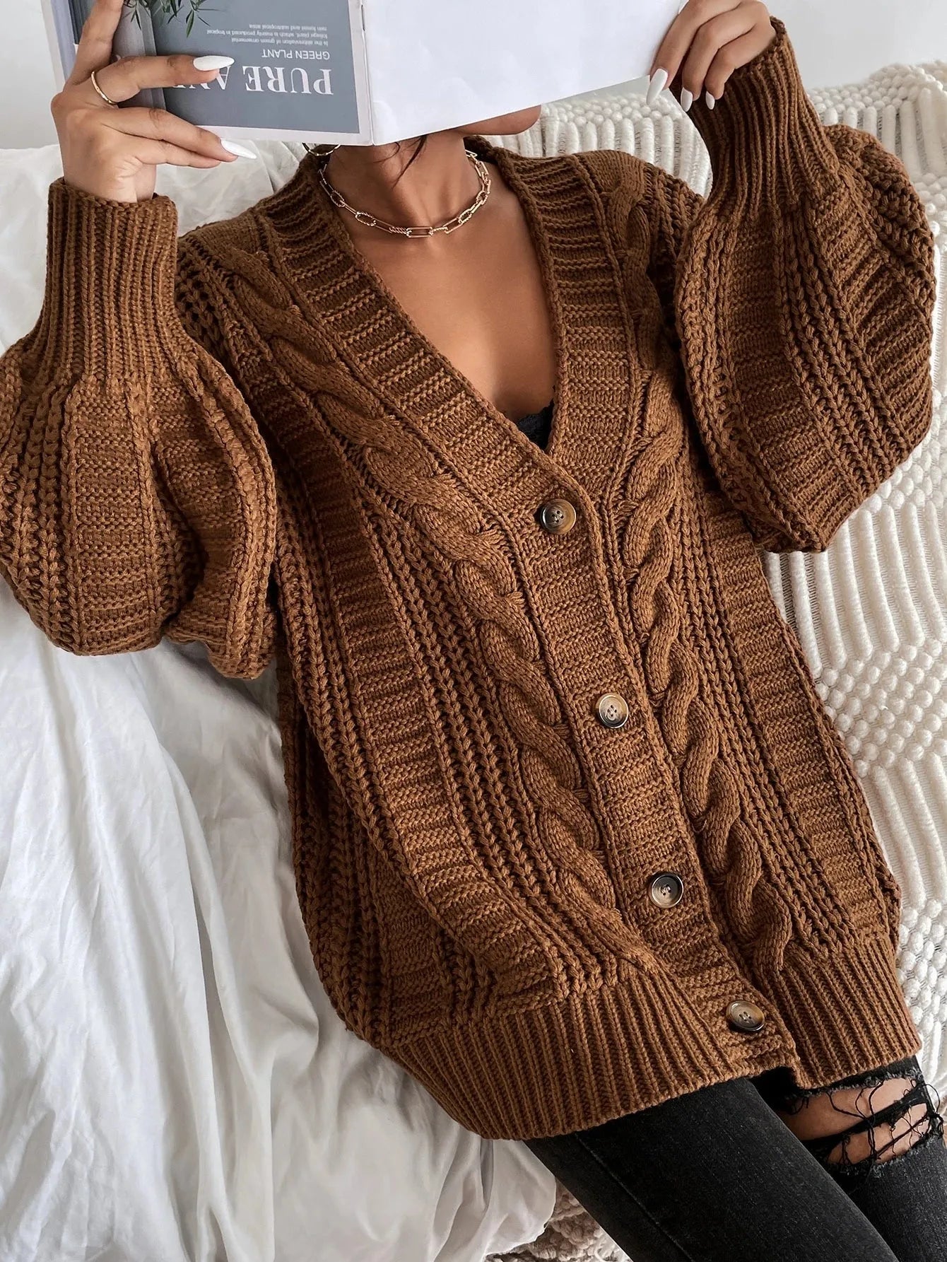 Jean | Women's Oversized Cable Knit Cardigan