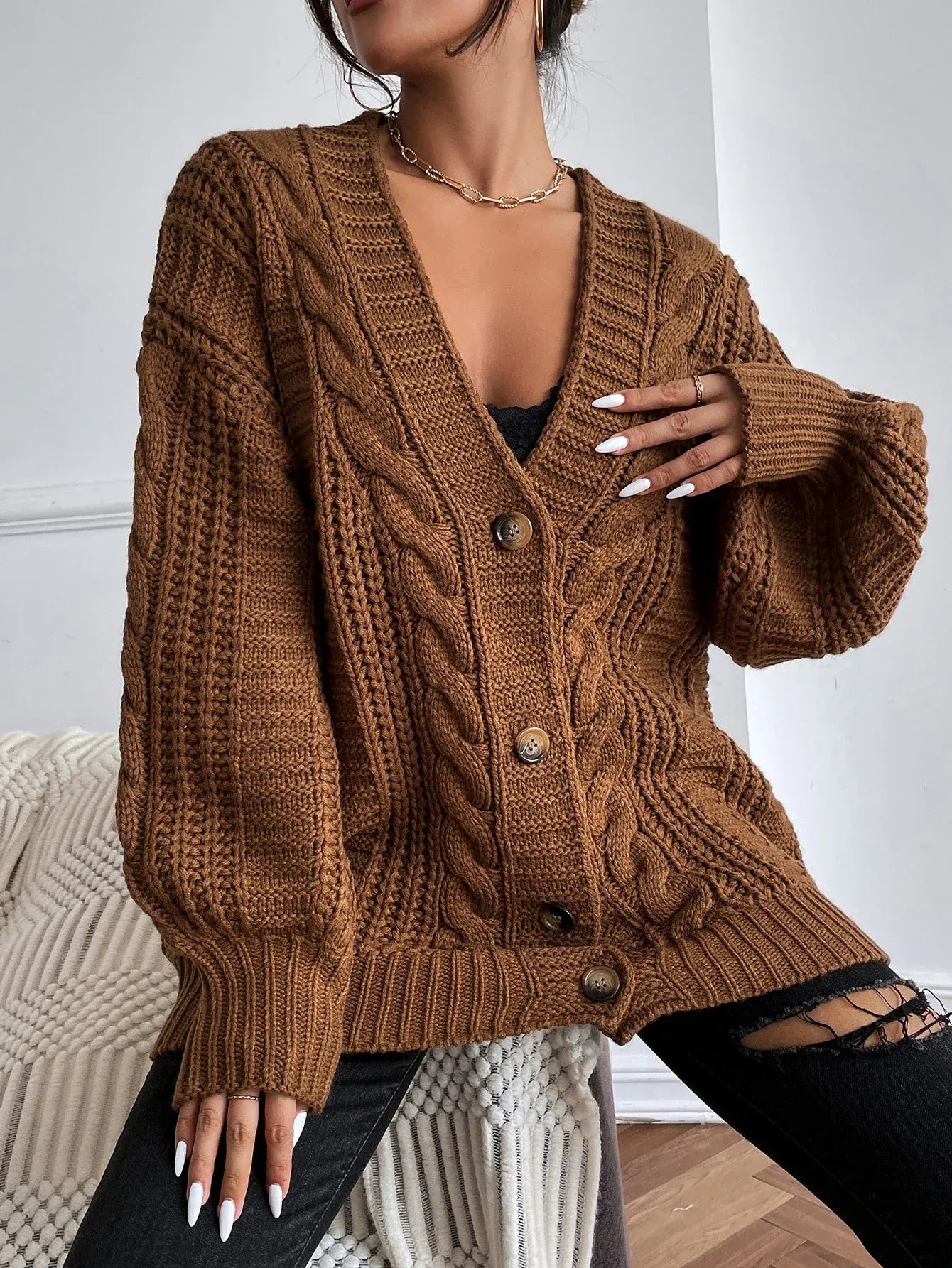 Jean | Women's Oversized Cable Knit Cardigan
