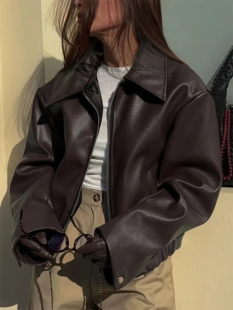 Karen | Women's Relaxed Fit Zip-Up Bomber Jacket