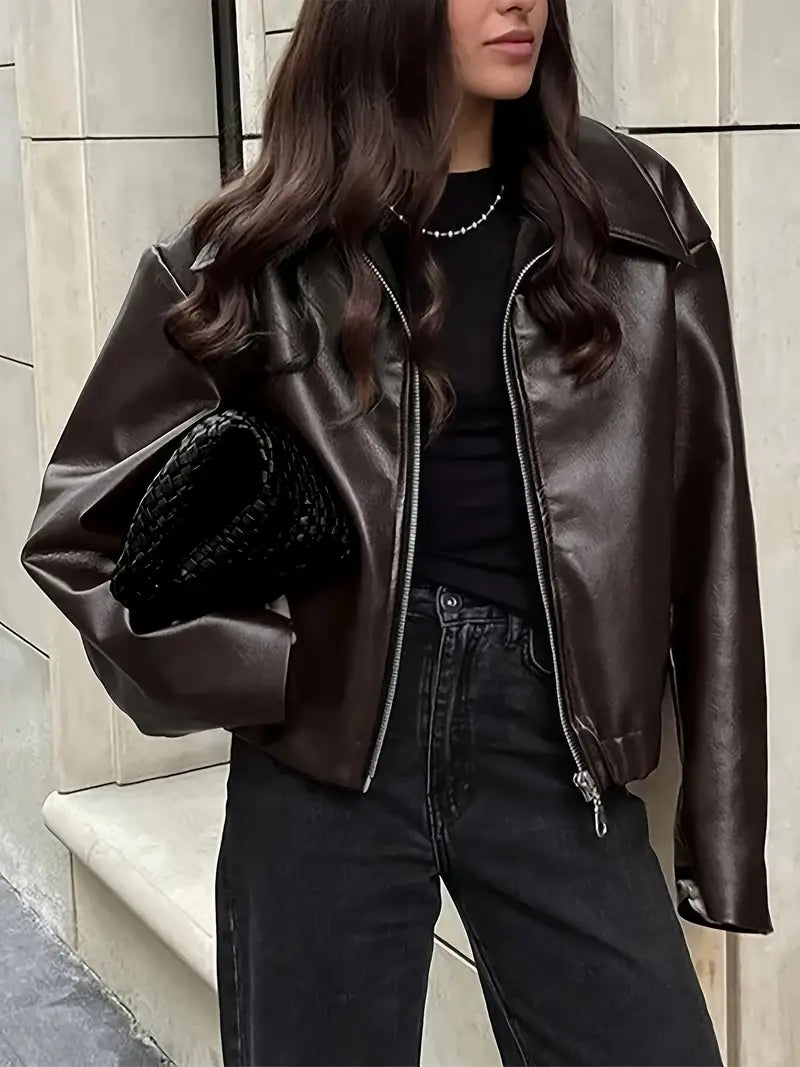 Karen | Women's Relaxed Fit Zip-Up Bomber Jacket