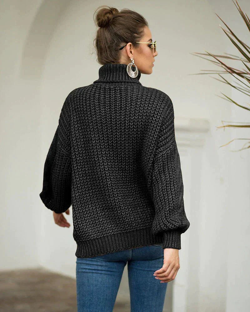 Hazel | Women's Oversized Cable Knit Turtleneck Sweater