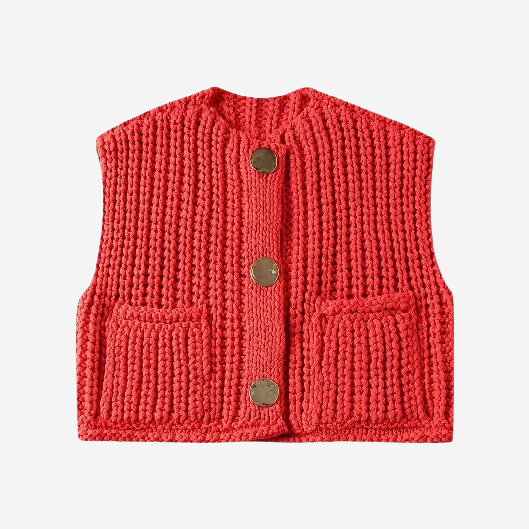 Zoe | Women's Button-Front Chunky Knit Sweater Vest