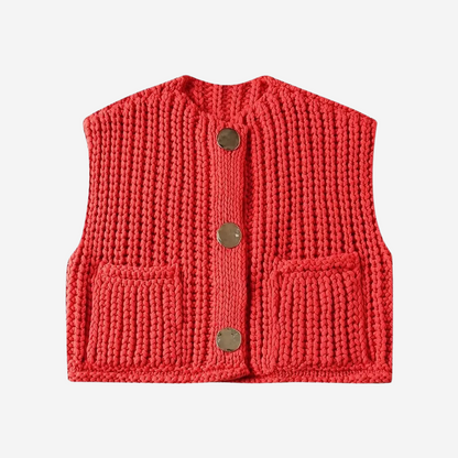 Zoe | Women's Button-Front Chunky Knit Sweater Vest