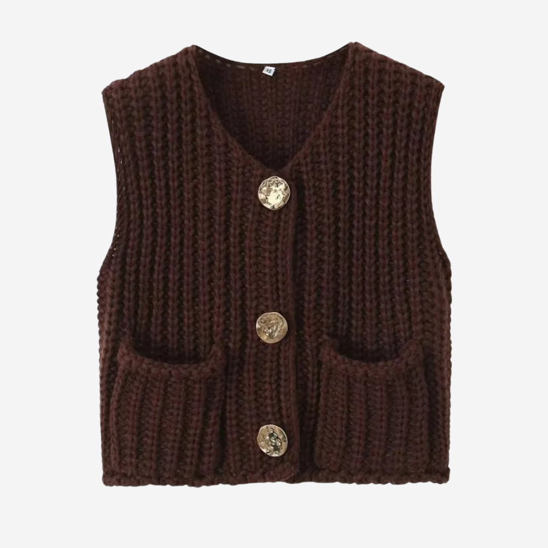 Zoe | Women's Button-Front Chunky Knit Sweater Vest