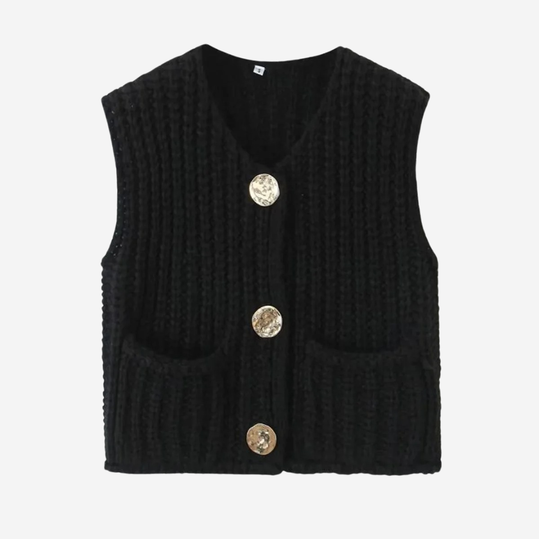 Zoe | Women's Button-Front Chunky Knit Sweater Vest