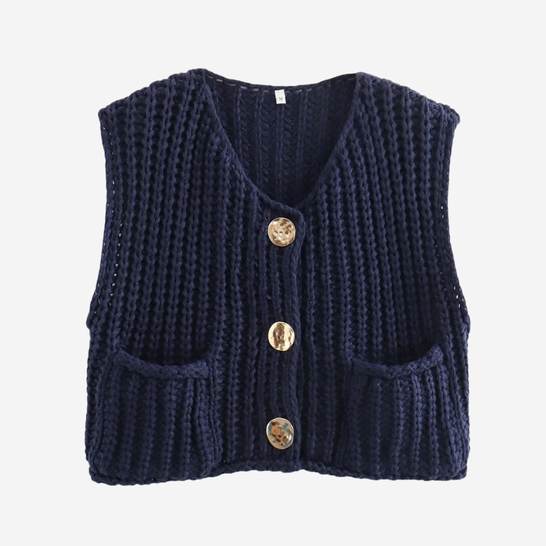 Zoe | Women's Button-Front Chunky Knit Sweater Vest