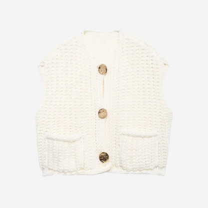 Zoe | Women's Button-Front Chunky Knit Sweater Vest