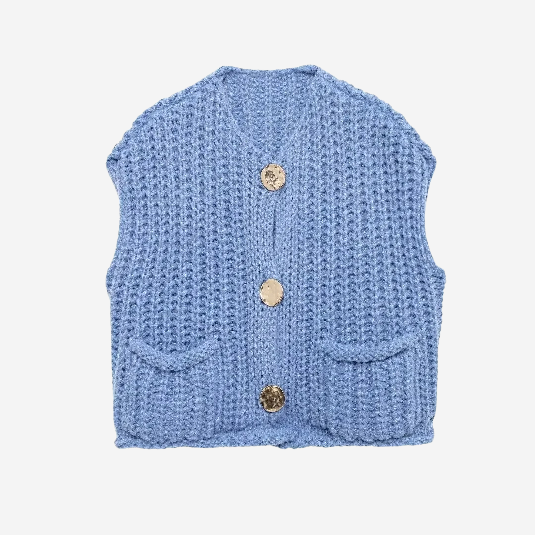 Zoe | Women's Button-Front Chunky Knit Sweater Vest