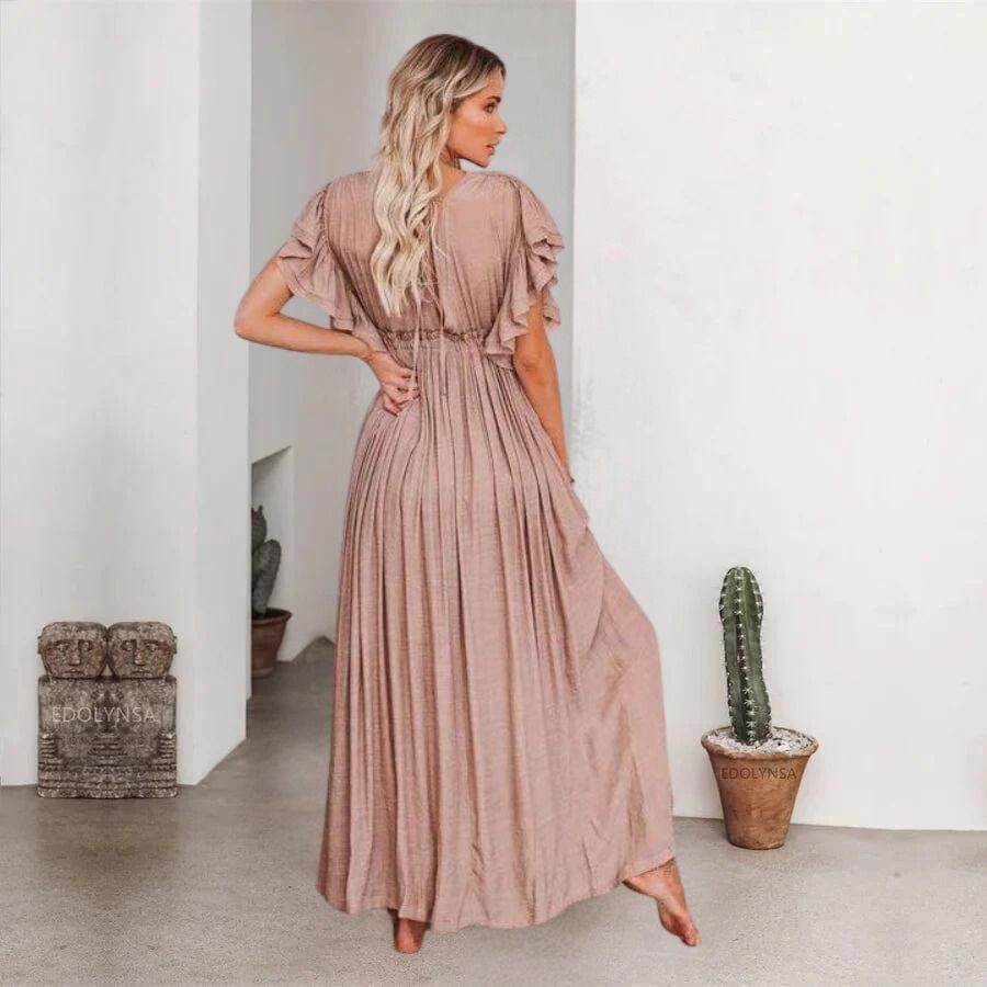 Alina® | Taupe Maxi Boho Dress