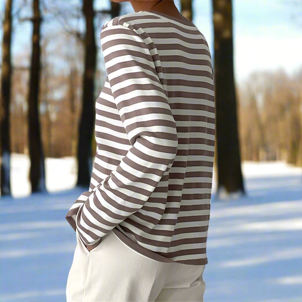 Gail | Striped Cotton Long Sleeve T-Shirt for Women