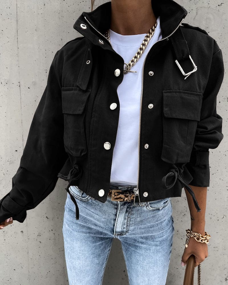 Amy | Women's Short Button-Down Utility Jacket