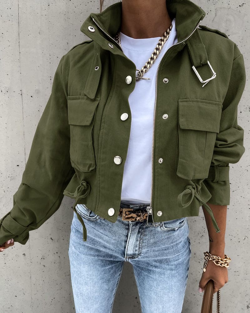 Amy | Women's Short Button-Down Utility Jacket